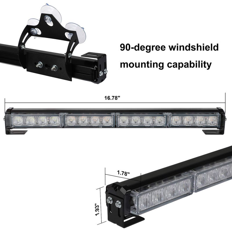 ASPL 2x16.8 inch Emergency Flashing LED Traffic Advisor Strobe Light Bar 32LED 26 Flash Patterns Interior Safety Warning Lights (Blue) - Image 4